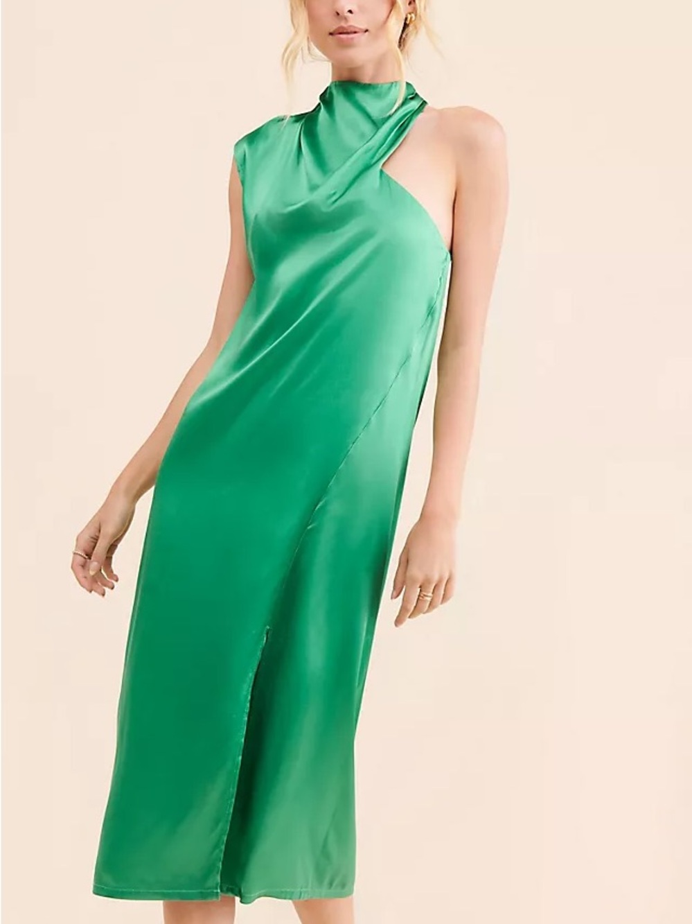 Corey Lynn Calter for Anthropology Green One Shoulder Dress Chic Wedding Guest